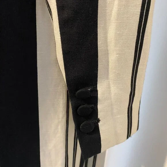 Women's Long Black and Cream Duster Coat - Could be worn as a dress -Activewear - Picture 7 of 10